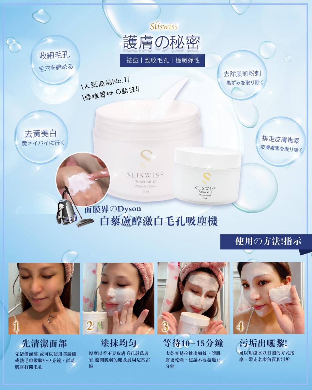 Sliswiss白藜蘆醇毛孔吸塵面膜 150ml